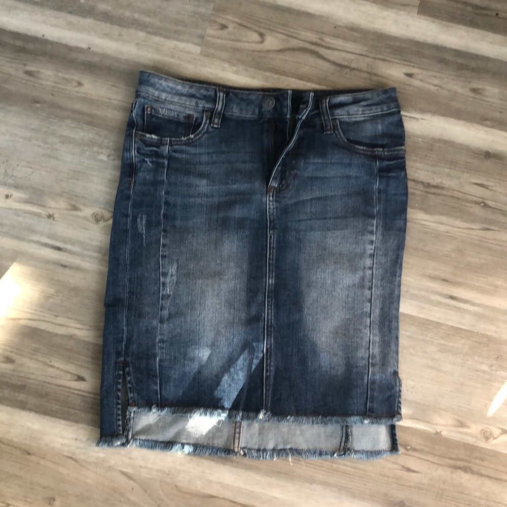Kut from the cloth distressed denim skirt